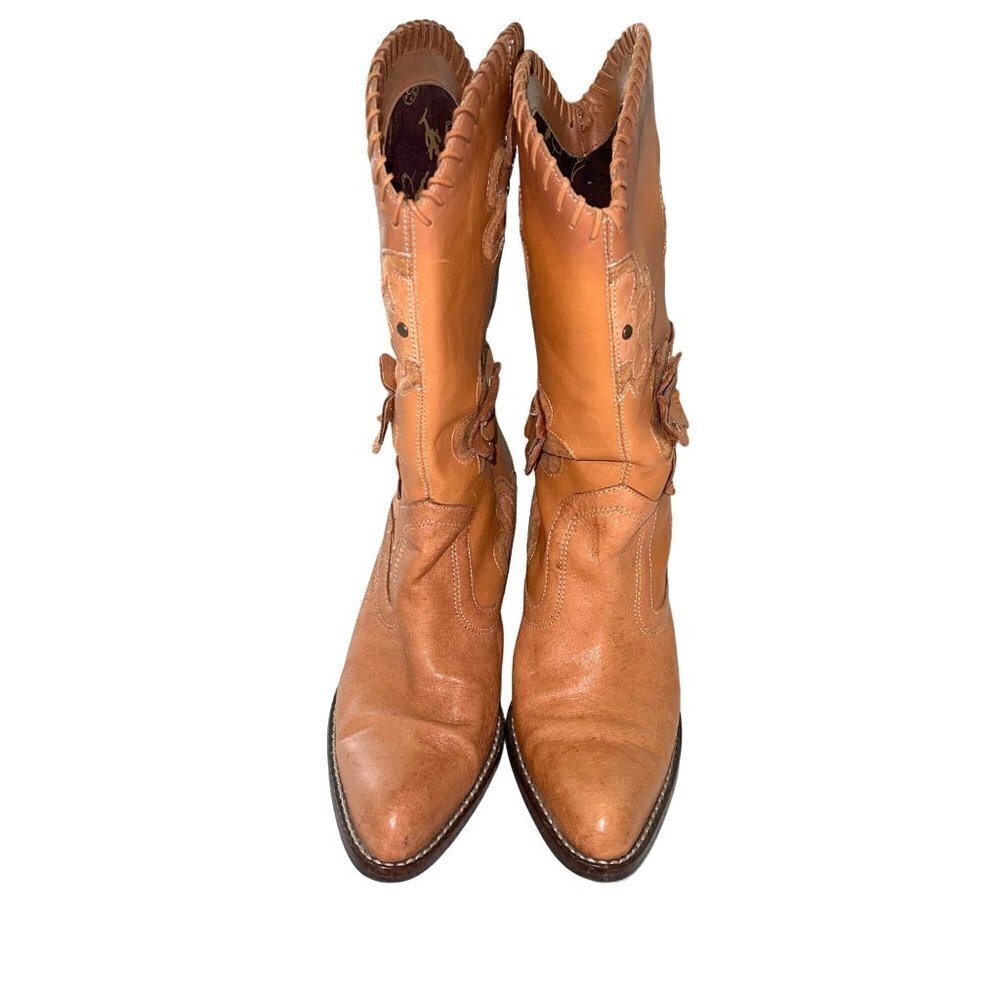 Mia Womens Cowgirl Boots Size 6 Leather Western Candida Boho Floral Tan 3D - Picture 2 of 15